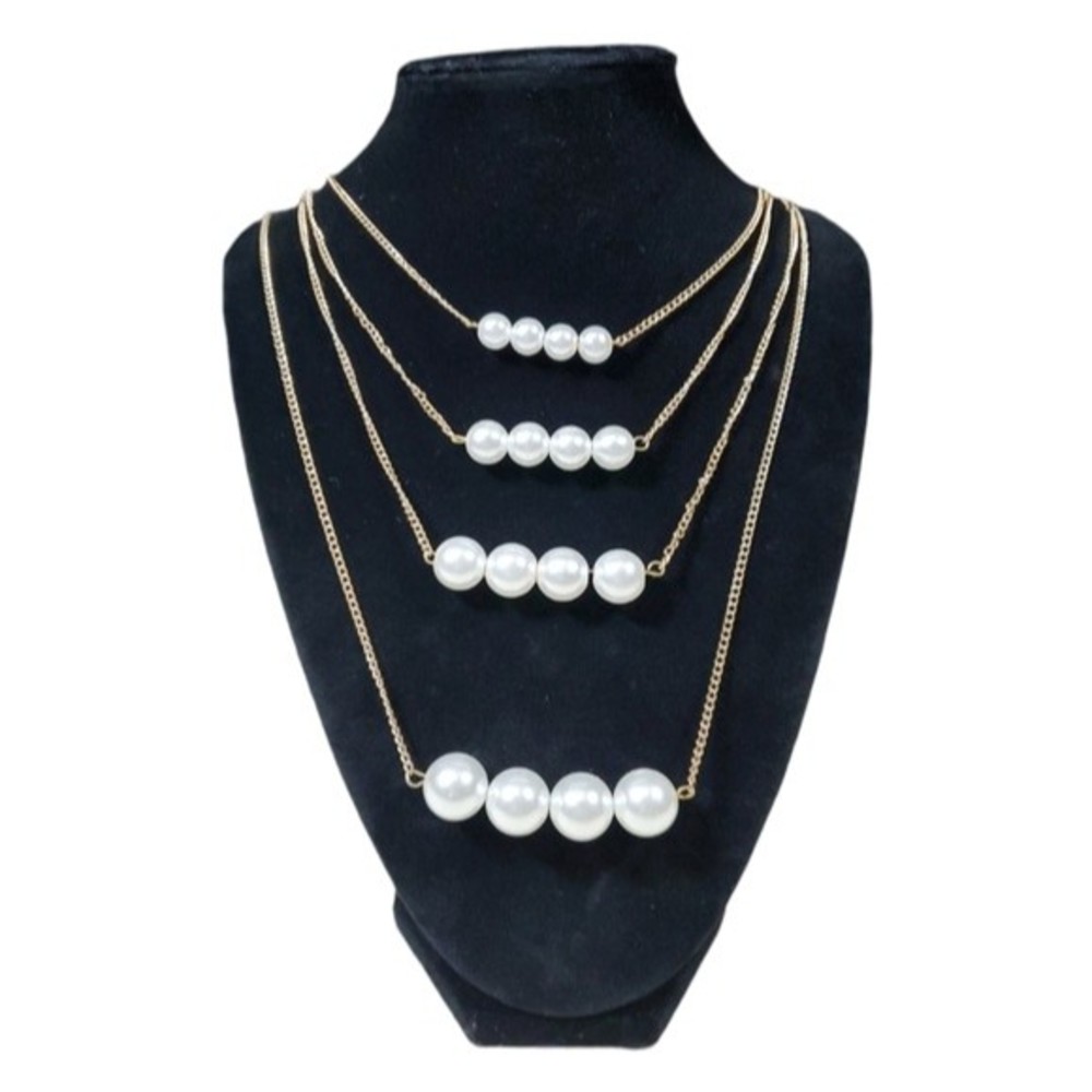 Multi Chain Pearl Necklace